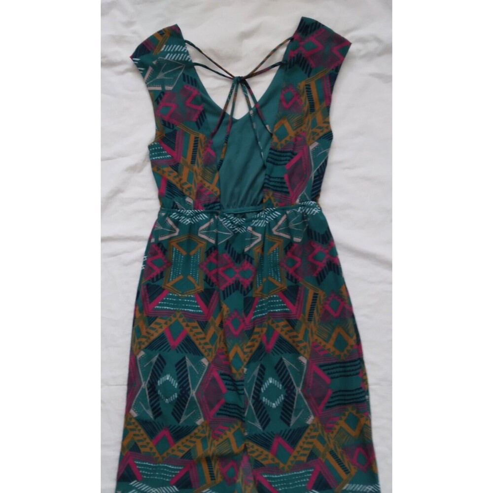 Everly Maxi Dress Aztec Southwestern Geometric Green Womens Size Small - Picture 6 of 9
